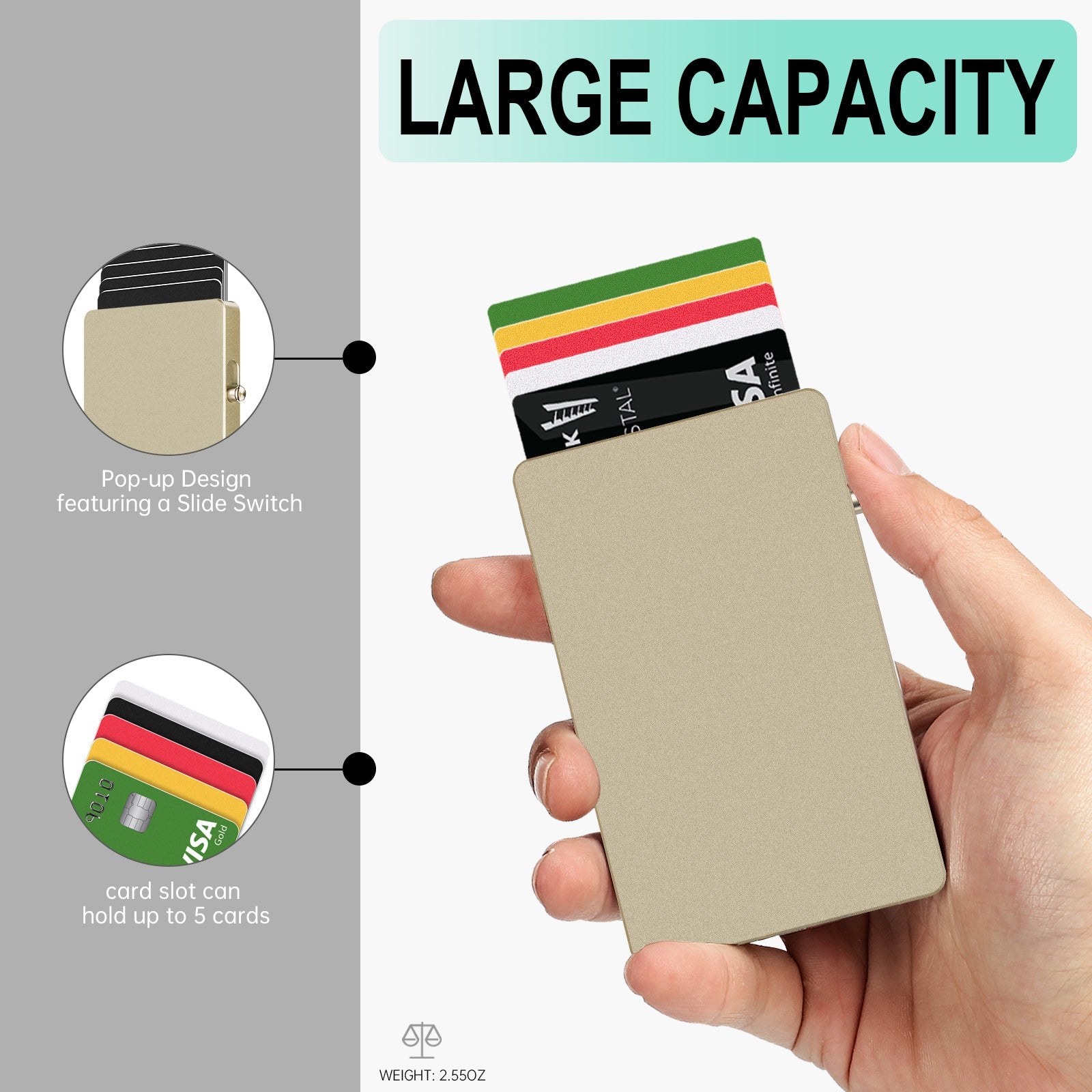 All-Aluminum Pop Up Slide Rfid Slim Basic Card personalized wallet for men