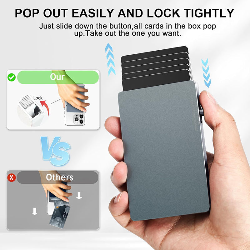 All-Aluminum Pop Up Slide Rfid Slim Basic Card personalized wallet for men